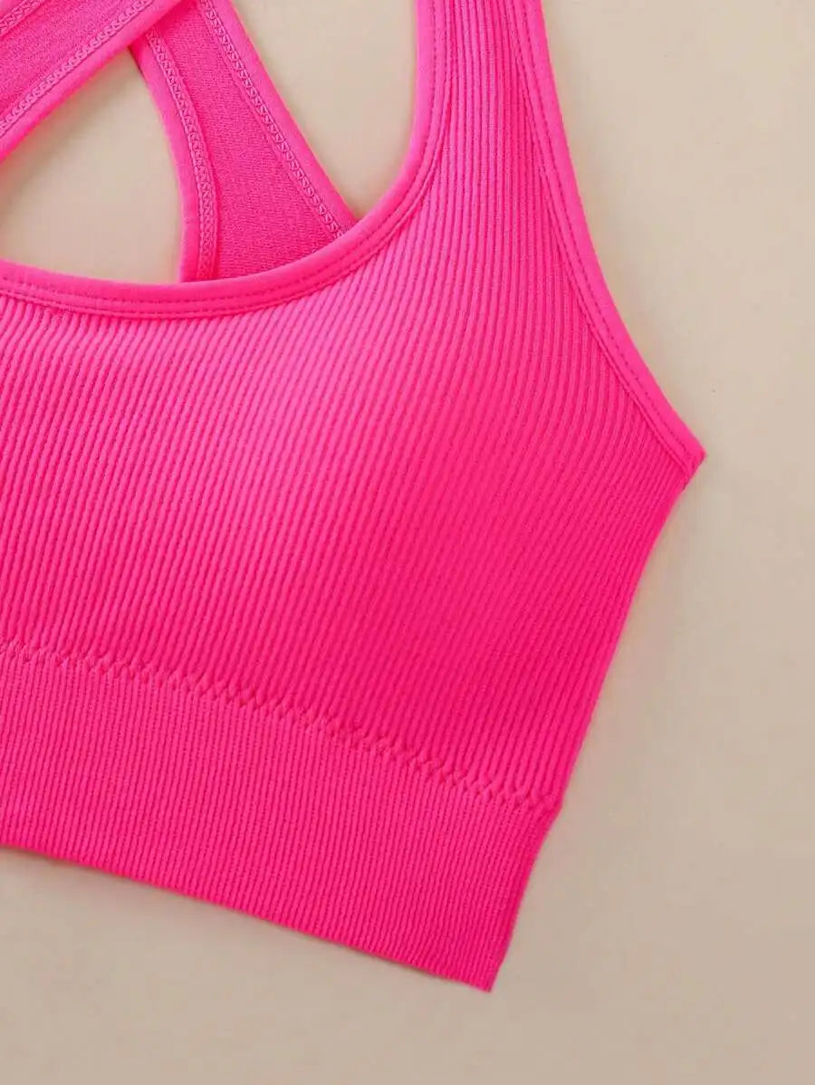 3pcs Criss-Cross Strap Sports Bra For Women Yoga Gym/Running Racerback Crop Top Can Be Worn Outerwear