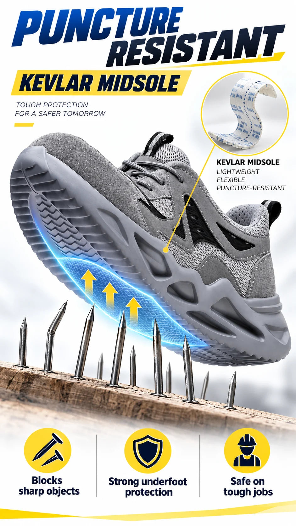 Puncture-Resistant Impact-Resistant Work Shoes Men's Steel Toe/Safety Work Boots Breathable Slip-Resistant Oil-Resistant