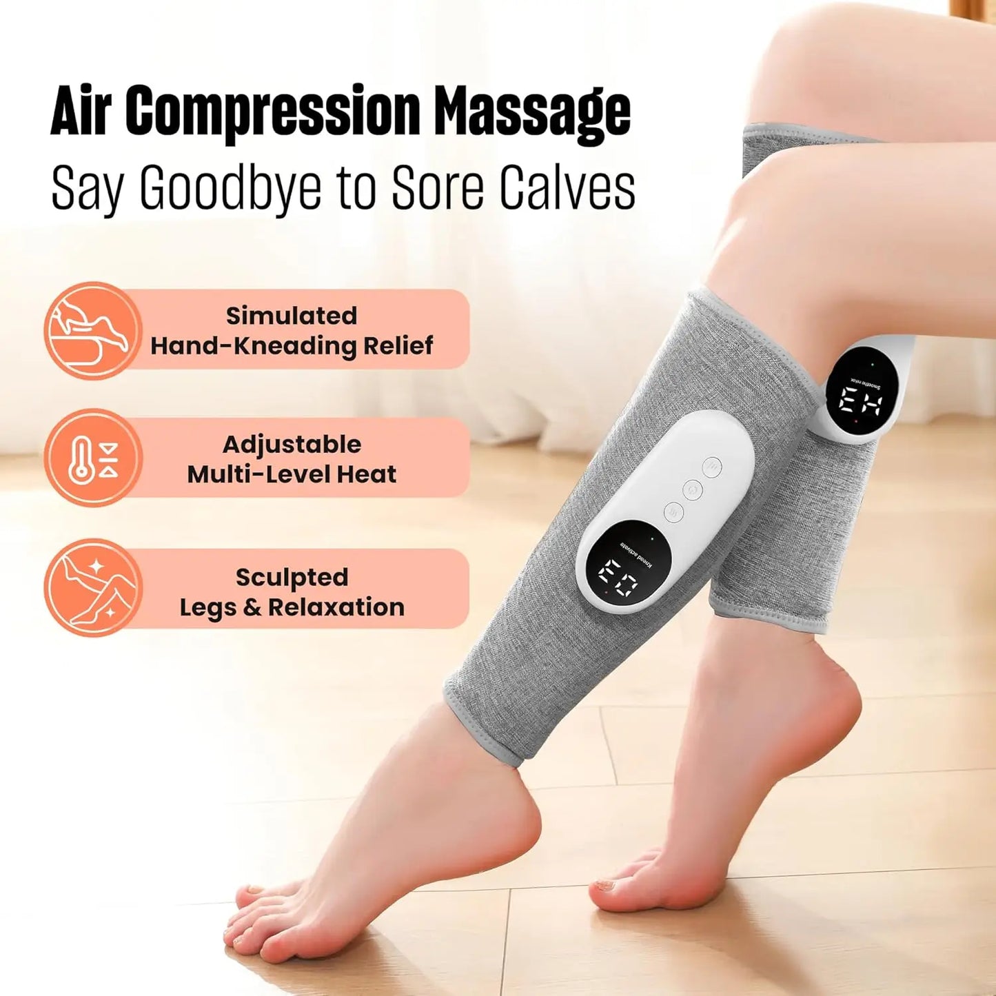 Leg Massager with Heat and Compression Calf Massager/for Circulation and Pain with 3 Intensities 3 Modes Muscle Recovery