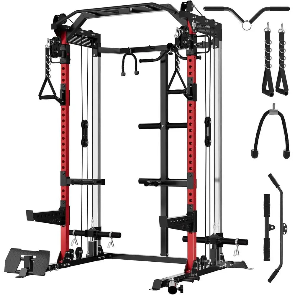 Dual Pulley 2000LB Home Gym Power Cage/with 2000-Pound Capacity for Versatile Workouts