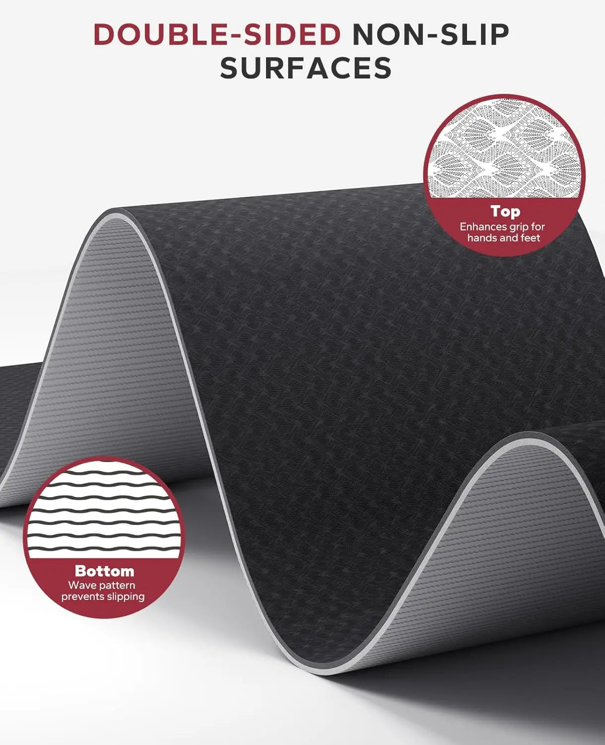 Extra Wide 72x36 Inch Yoga Mat,6mm Thick Non-Slip Exercise Mat/for Home Workout with Resistance Bands & Carry Bag