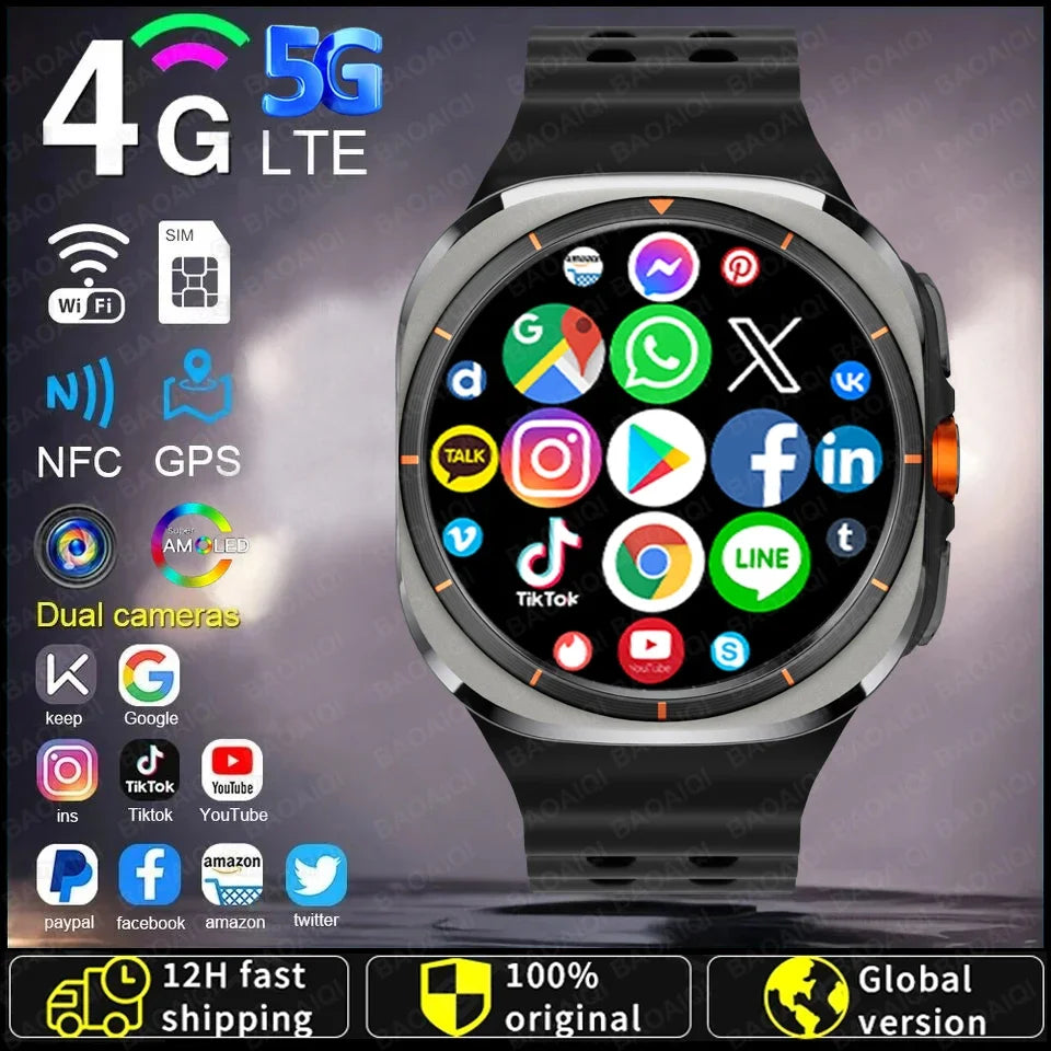 Watch7 Ultra Smart Watch Video Call Smartwatch 4G/5G Sim Card/GPS WIFI Rotary Camera Global Calling Google map Watch