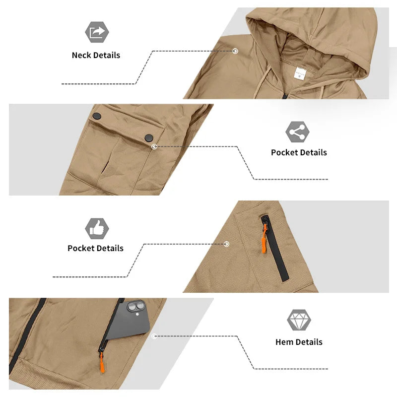 Men's Lightweight Insulated Winter Jacket With Hood Casual Windproof/Zipper Collar Jacket, Golf Windproof Hooded Jacket