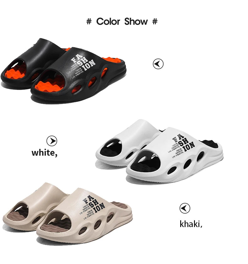 Men Fashion Massage Slippers Indoor/Outdoor Sandals Thick Sole Male Slides/Summer Non-Slip Men Shower Slippers