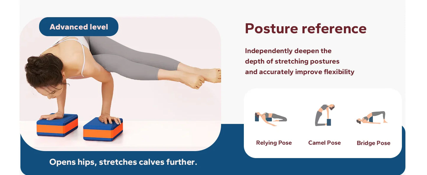HAPBEAR Yoga Blocks 2 Pack 9x6x3in High-Density EVA Foam/with Non-Slip Textured Surface, Supportive for Deep Stretching