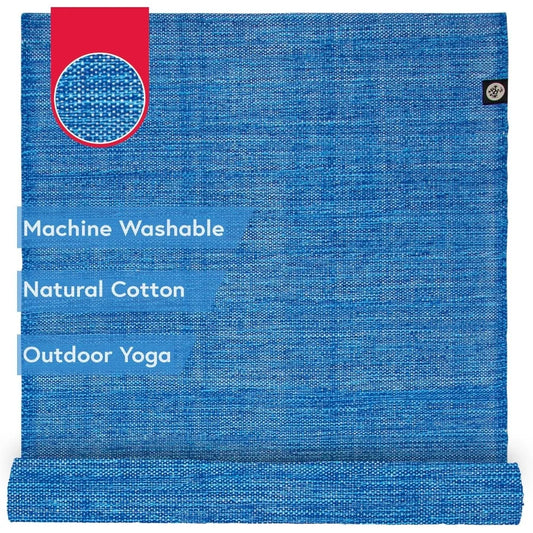 Foldable and Machine Washable Outdoor Yoga and Meditation Rug/Manduka Shala, Natural Cotton, Handcrafted, 71 x 26