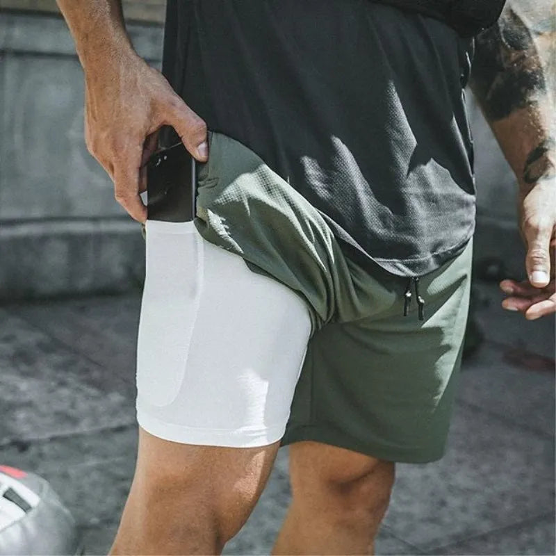 Running Shorts Men Gym Sports Shorts 2 In 1 Quick Dry Workout Training/Gym Fitness Jogging Short Pants Summer Men Shorts