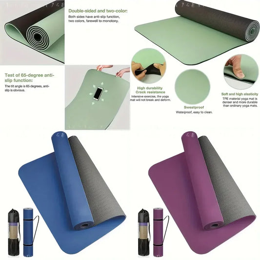 TPE Yoga Mat Non Slip Texture for Pilates Jumping Fitness Men/Women Exercise Pink Green Purple Coffee White Gray Yoga Mat