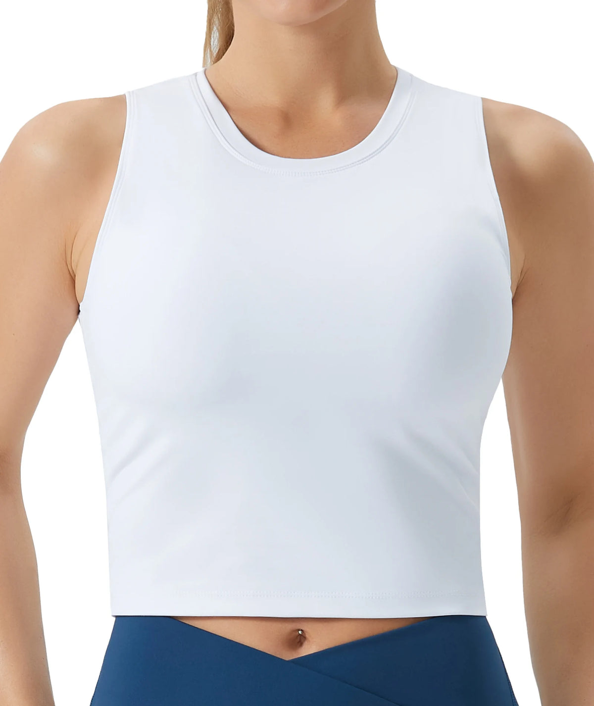 THE GYM PEOPLE Women's Sleeveless Sports Bra with Removable Pads/Medium Support Crop Top in 4-Way Stretch Fabric Perfect for Workout
