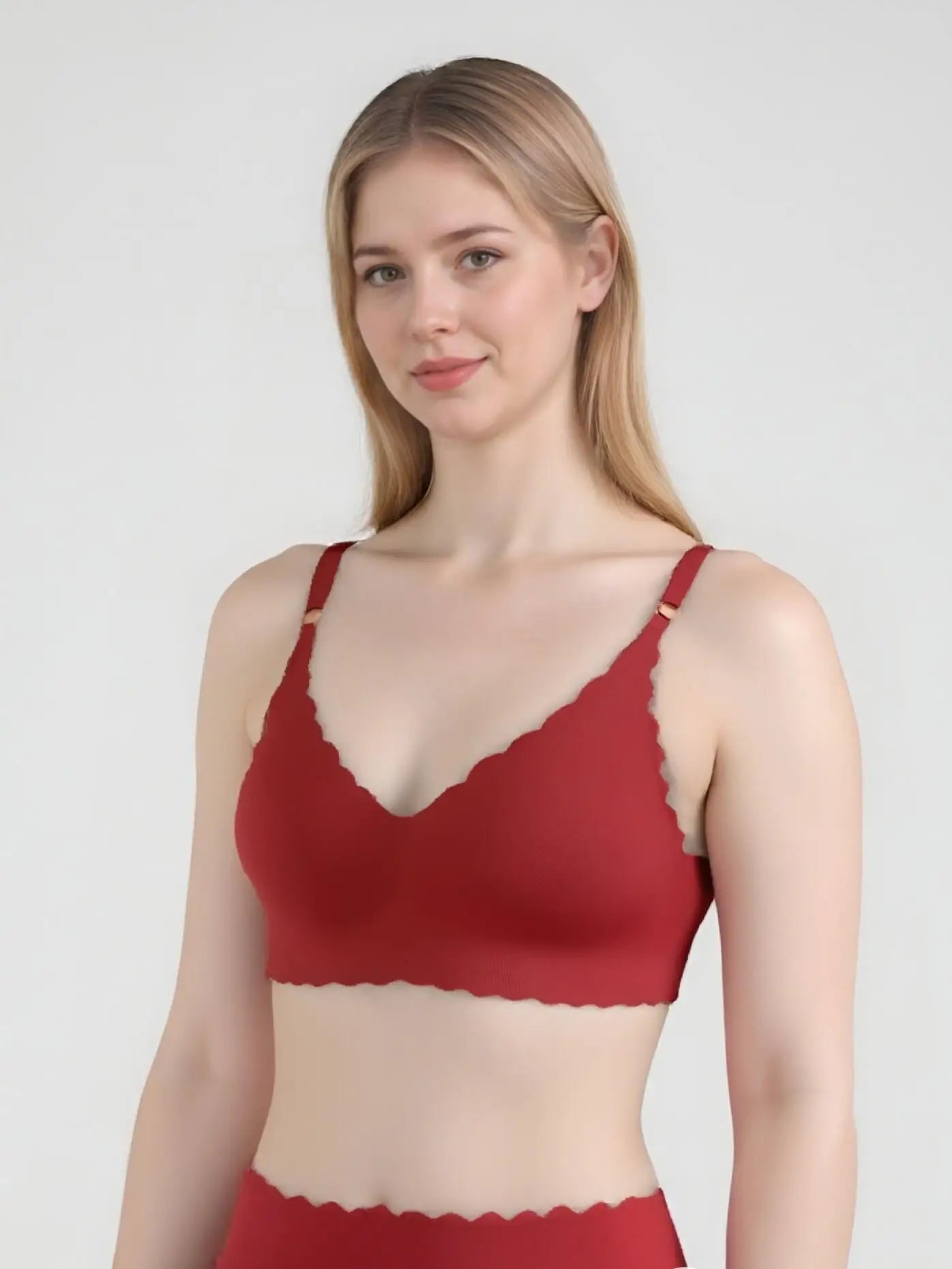 5pcs Floral Wavy Backless Push-Up Bra Deep V U-Shape Adjustable Straps Seamless Wireless Padded Lift Comfy Smoothing