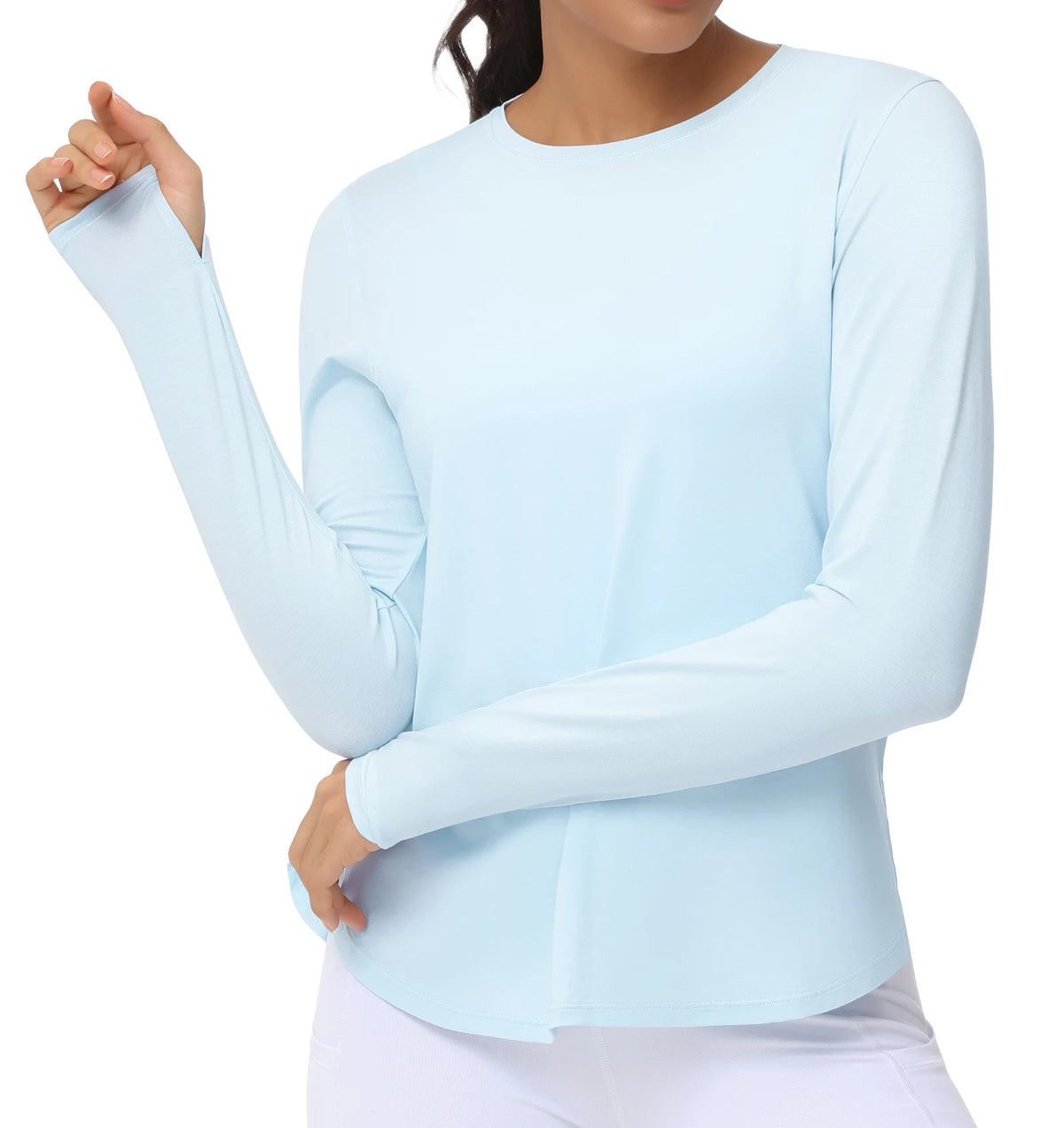 THE GYM PEOPLE Women's Long Sleeve Workout Shirts/Lightweight Cotton Running Yoga Tops with Thumb Hole