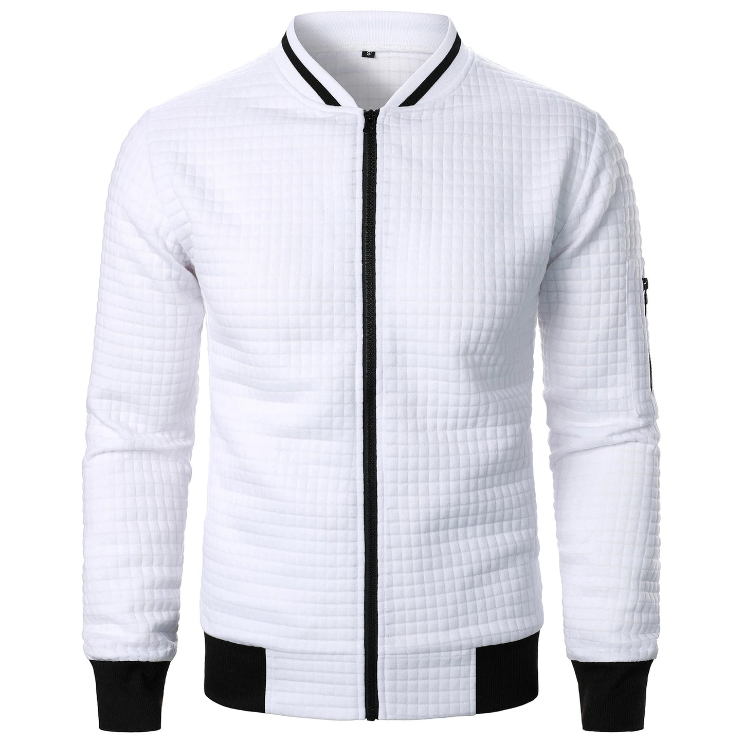 Men s Casual  Fit Zipper Up Lightweight Stand Collar Jacket/Spring Fall Coat with Contrast Color Detail