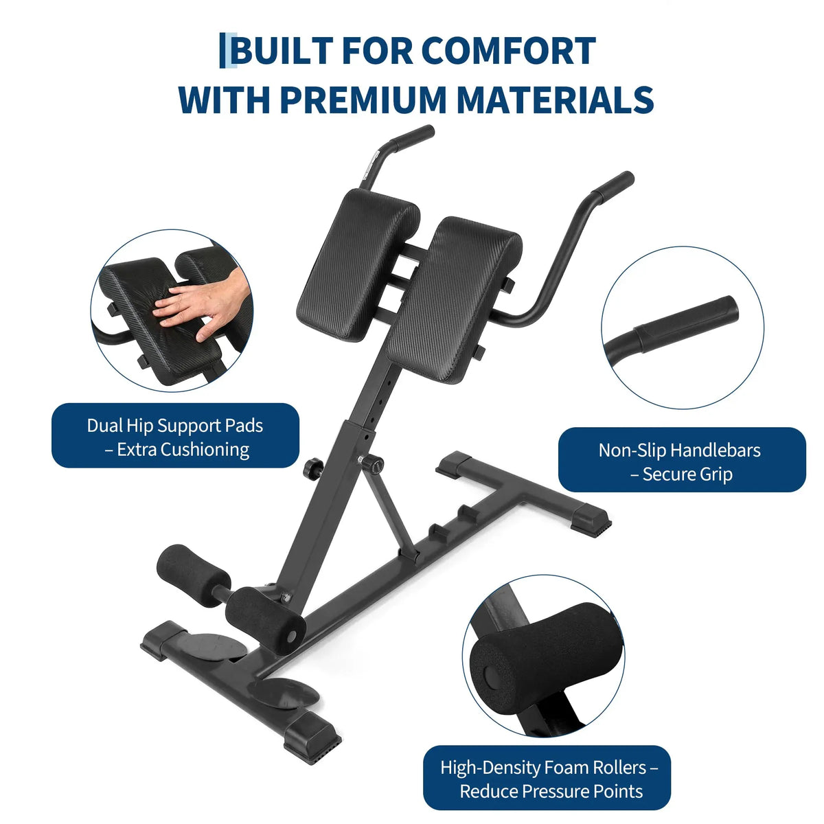 Roman Chair Hyperextension Bench For Home Gym 330 lb Capacity/Adjustable Back Extension Machine For Glutes Abs Core Hamstrings