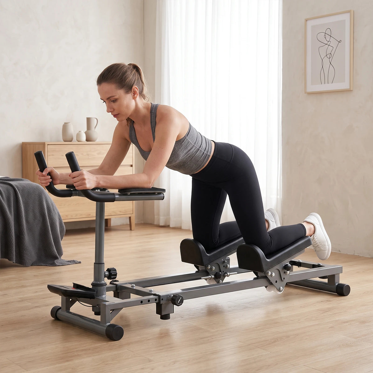 Back Stretcher and Crawling Trainer, Adjustable Height and Length/with Step Counter for Core Strengthening and Cardio Workout