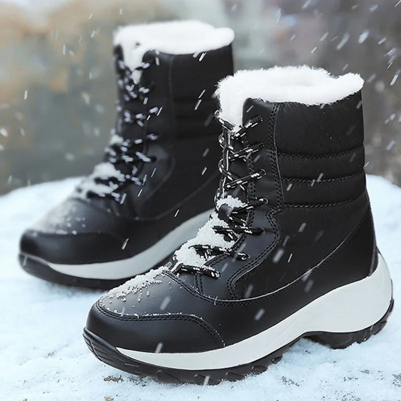 Autumn Winter Women's Ankle Boots Chunky Platform Waterproof Non-slip/Warm Shoes Woman Boots Outdoor Warm Snow Boots New