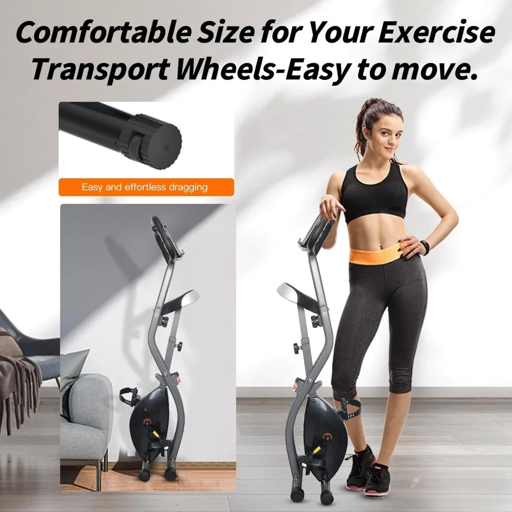 Folding Exercise Bike, Magnetic Foldable Stationary Bike/Indoor Cycling Exercise Bike for Home