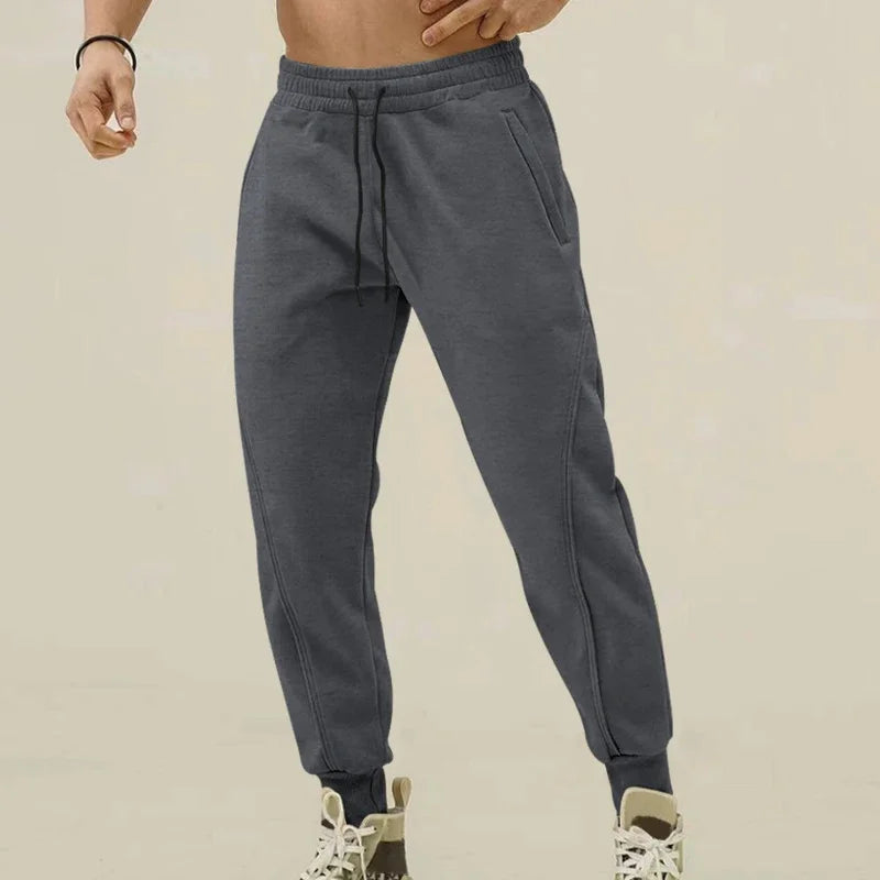 Loose Fit Mens Solid Joggers - Soft Slight Stretch Drawstring/Polyester Pants for Outdoor Sports and Casual Wear