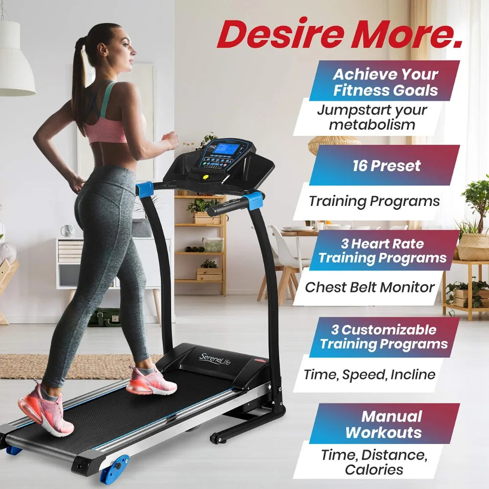 SereneLife Smart Digital Manual Incline Treadmill/Indoor Home Foldable Fitness Exercise