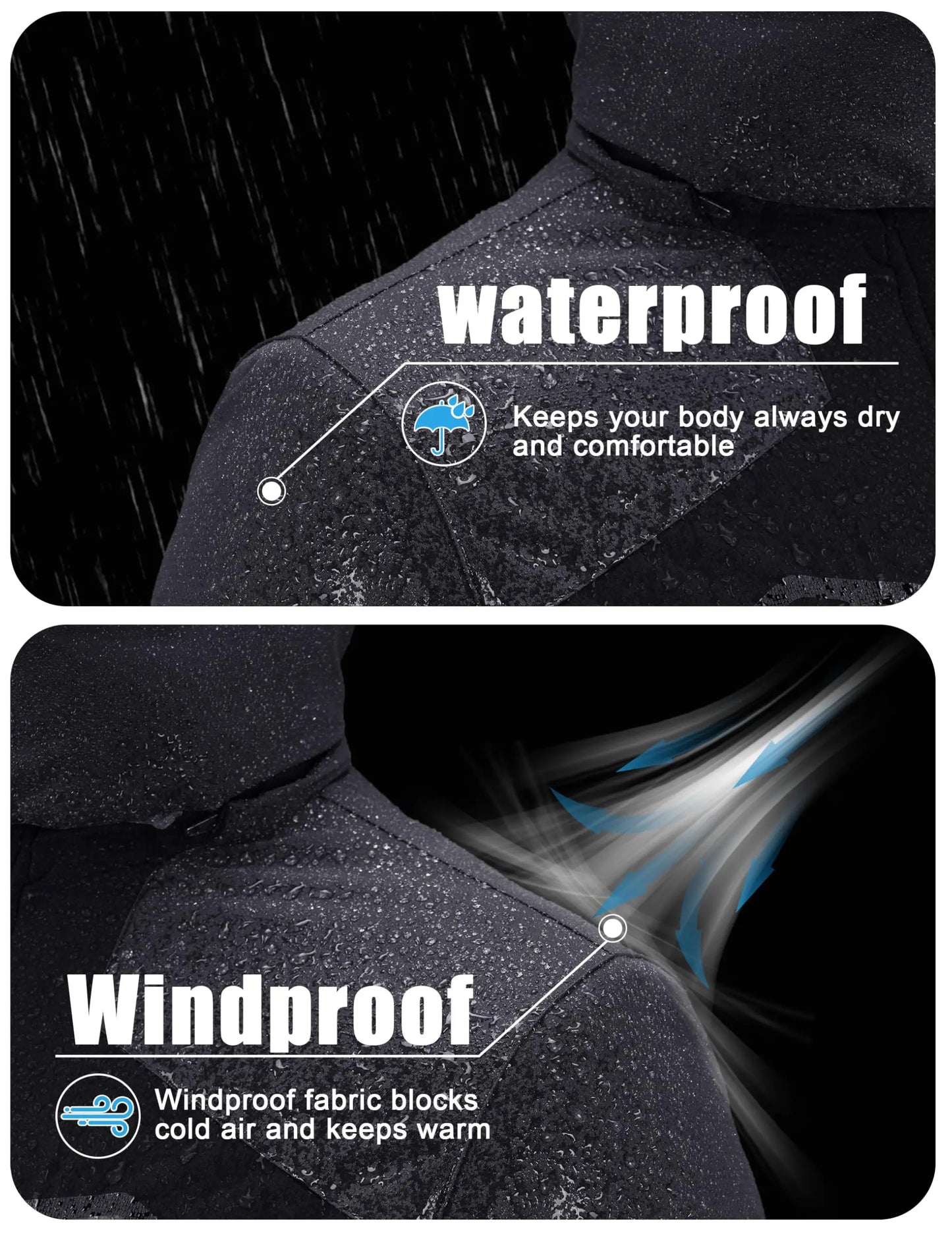 Men's Water-Resistant Ski Jacket Winter Fleece Lined/Snow Coat Warm Windproof Outdoor Jacket