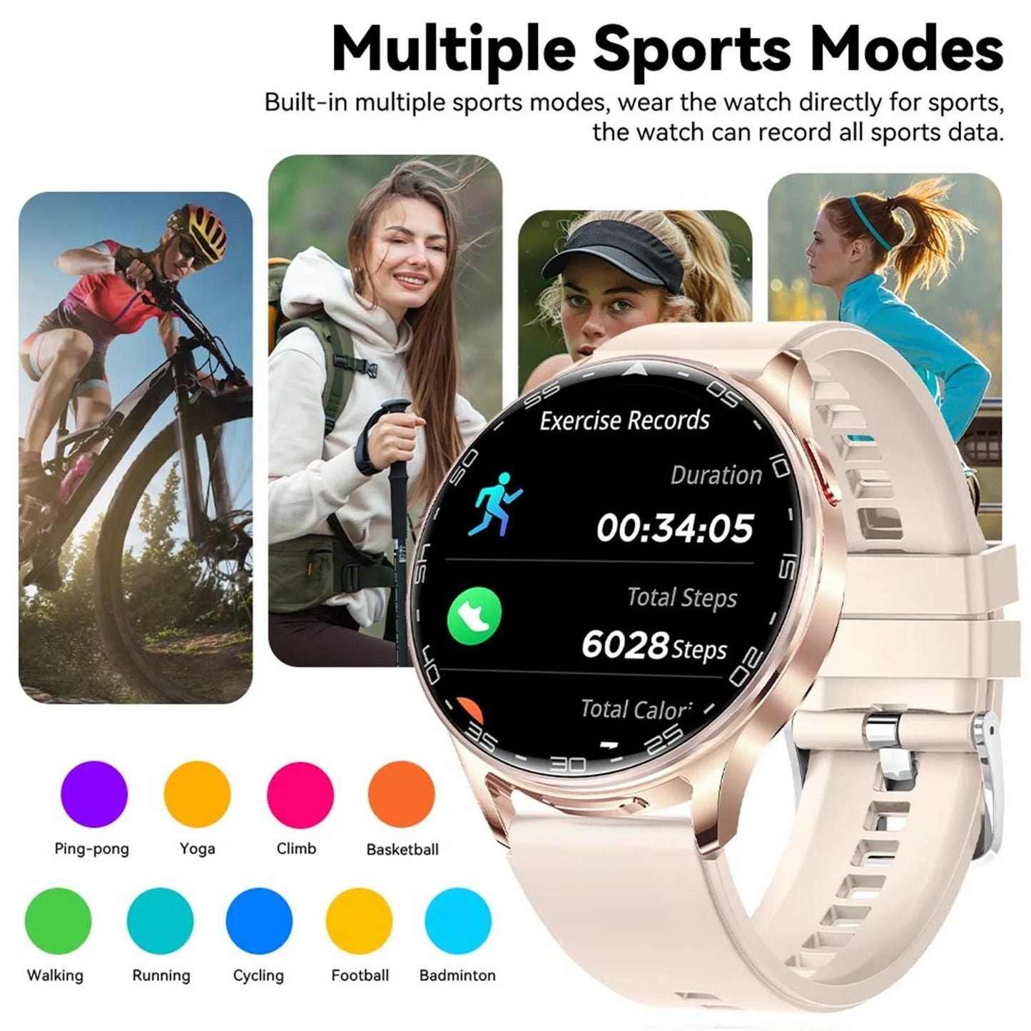 EIGIIS 2026 2-in-1 Smart Watch with Hidden Earbuds 1.39"IPS HD Screen/280mAh Sports Fitness Tracker Heart Rate Monitor for Women