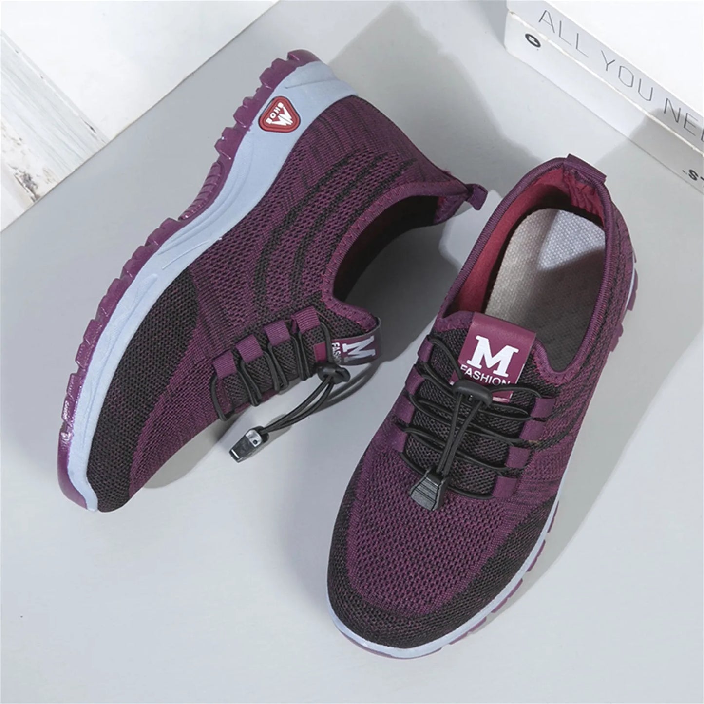 Tennis Shoes For Women Flat Bottom Non Slip Fly Woven Mesh Breathable/Casual Sneakers Woman Platform Sneakers