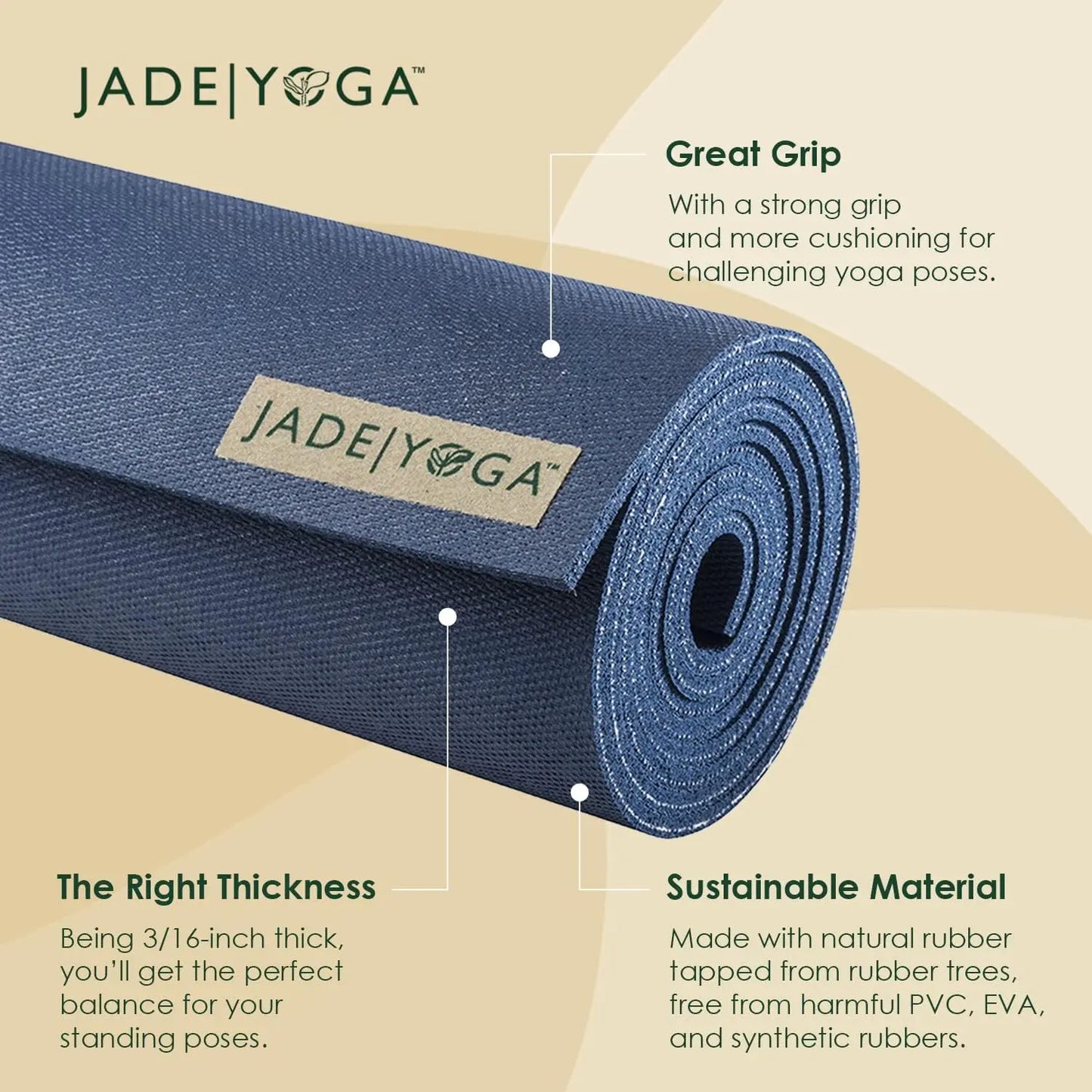 Harmony Yoga Mat - Durable & Thick Gym Fitness Mat/Non-Slip Natural Rubber Yoga Mat Home Exercise & Stretching Mat,