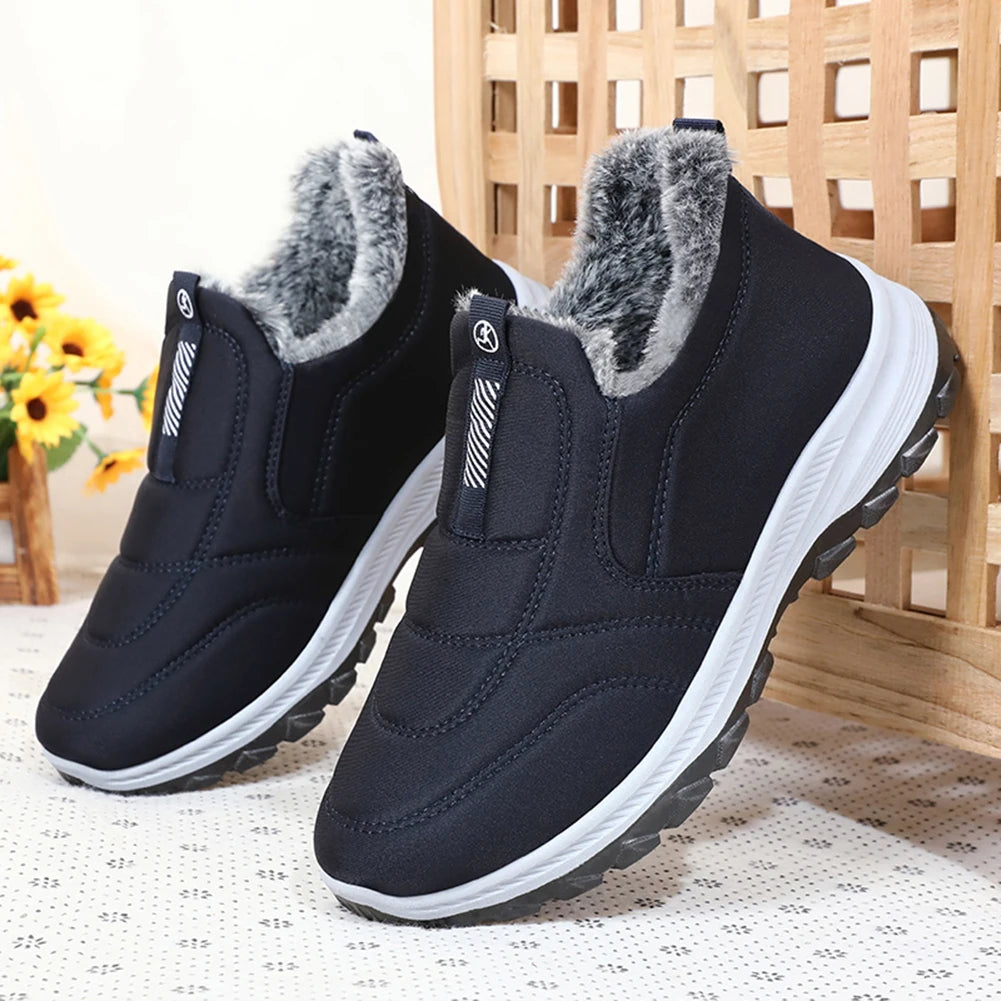 Warm Walking Shoes Lightweight Thermal Ankle Boots Comfortable/Slip On Sneakers Winter Thick Fur Shoes for Travel Hiking