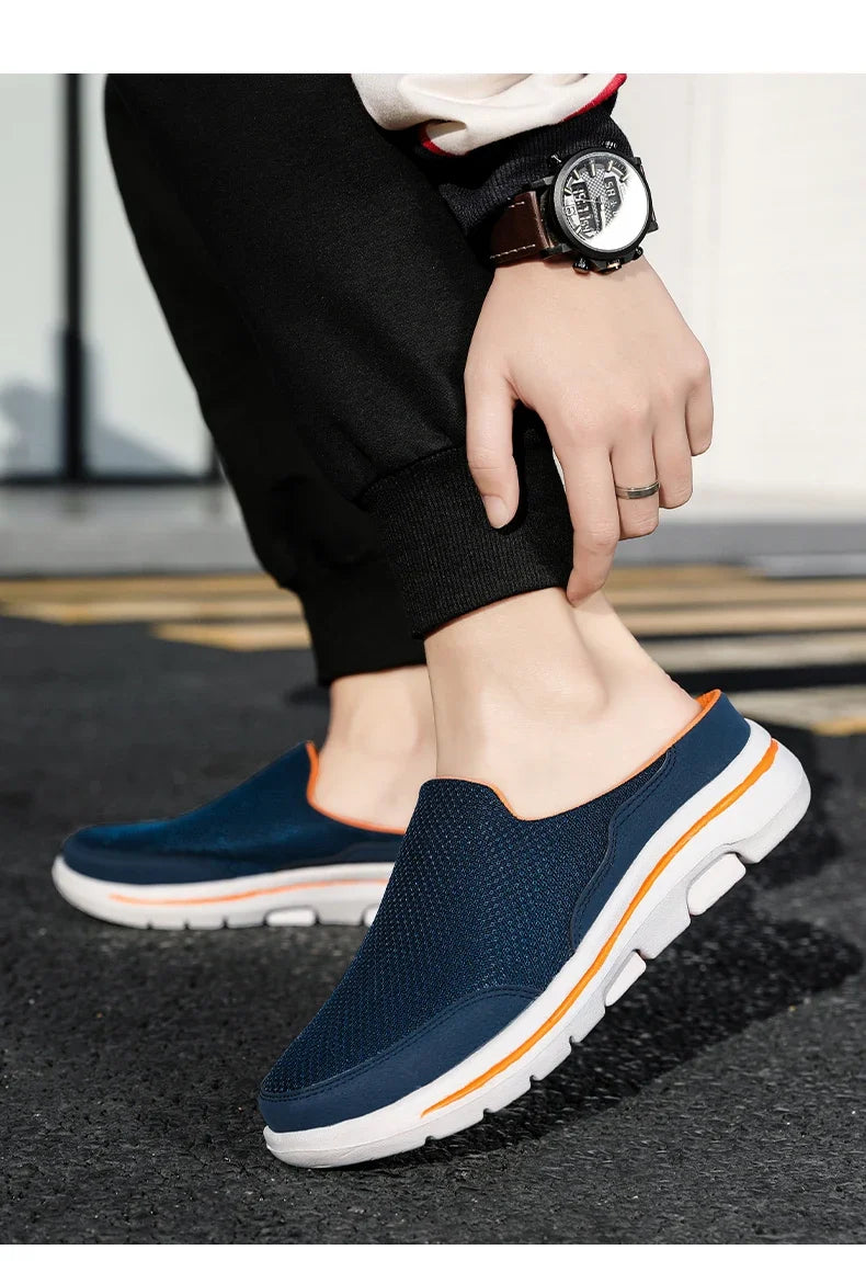 Men Slippers Summer Breathable Home Indoor Slippers Men Thick/Bottom Slides Fashion Couple Walking Shoes Plus Size 39-48