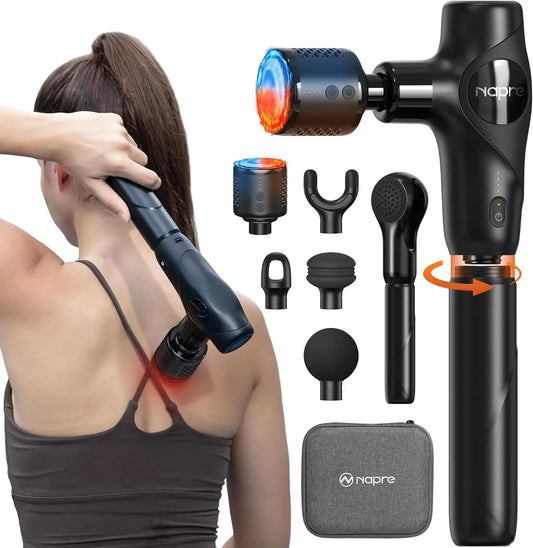 3-in-1 Mini Massage Gun with Heat & Cold Deep Tissue/ \Percussion Massager 5 Heads Quiet, Portable with Case