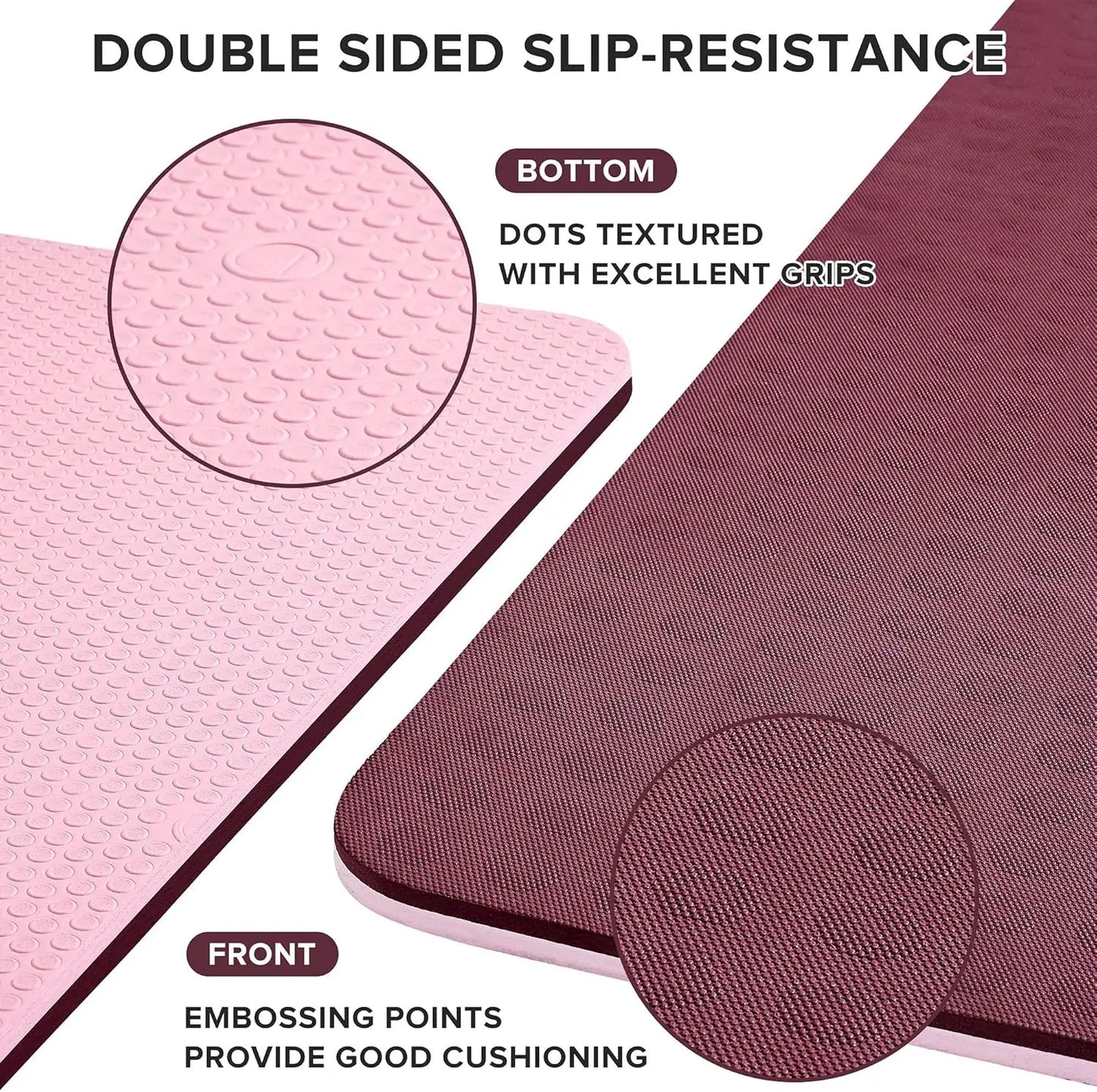 Extra Thick Yoga Mat, 2/5 inch, Ergonomic 3D Non Slip Design/SGS Certified TPE Material Yoga Mat for Men Women