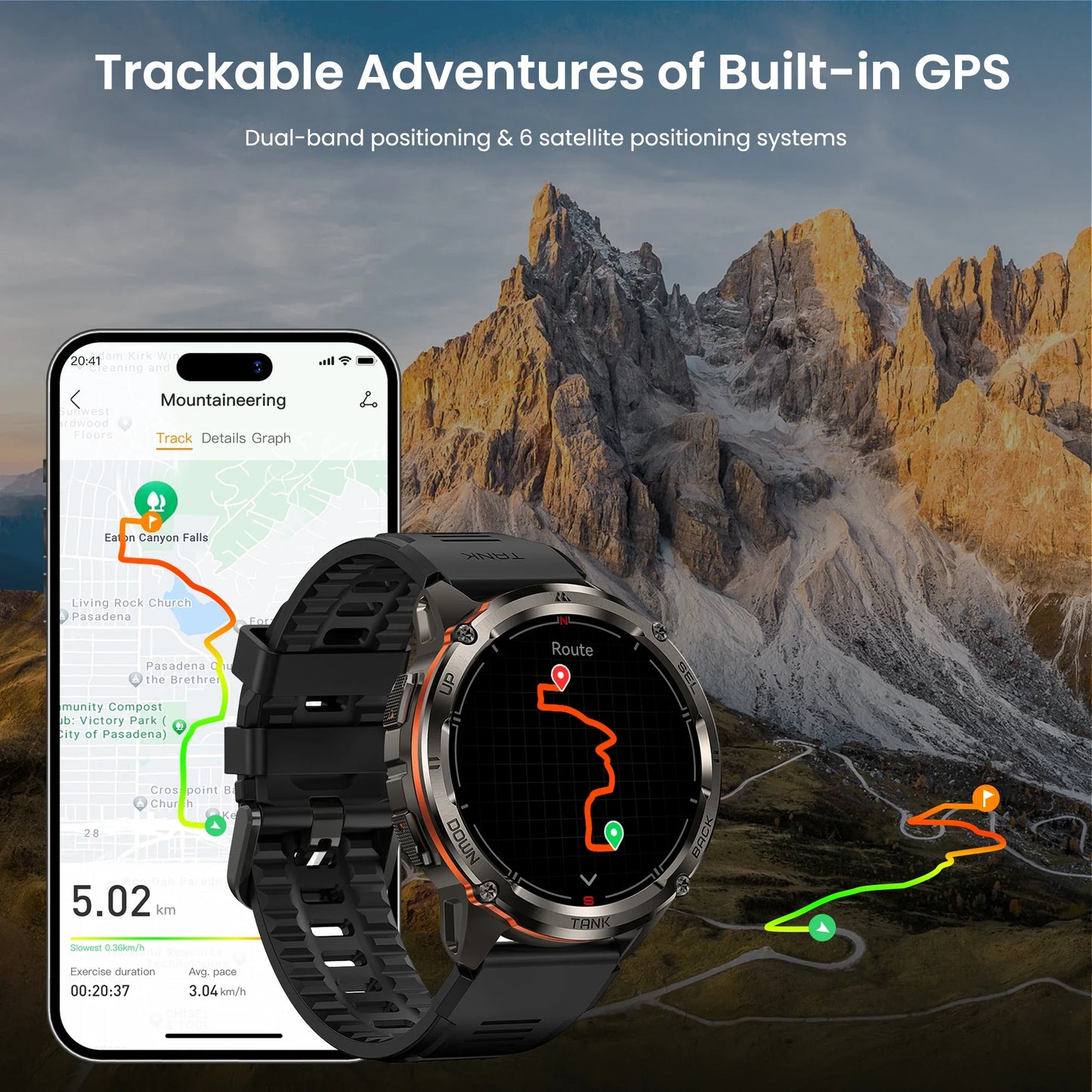 KOSPET TANK T3 Ultra 2 GPS Smart Watch for Men Bluetooth Call/5ATM IP69K Waterproof Men's Watch Stainless Steel Health Monitor