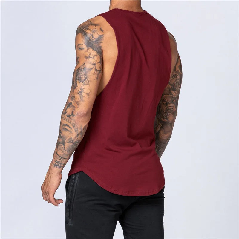 Men's Gym Clothing Summer Fitness Cotton Tank Top Men Jogging/Bodybuilding Sleeveless Shirt Breathable O-Neck Casual Muscle Vest
