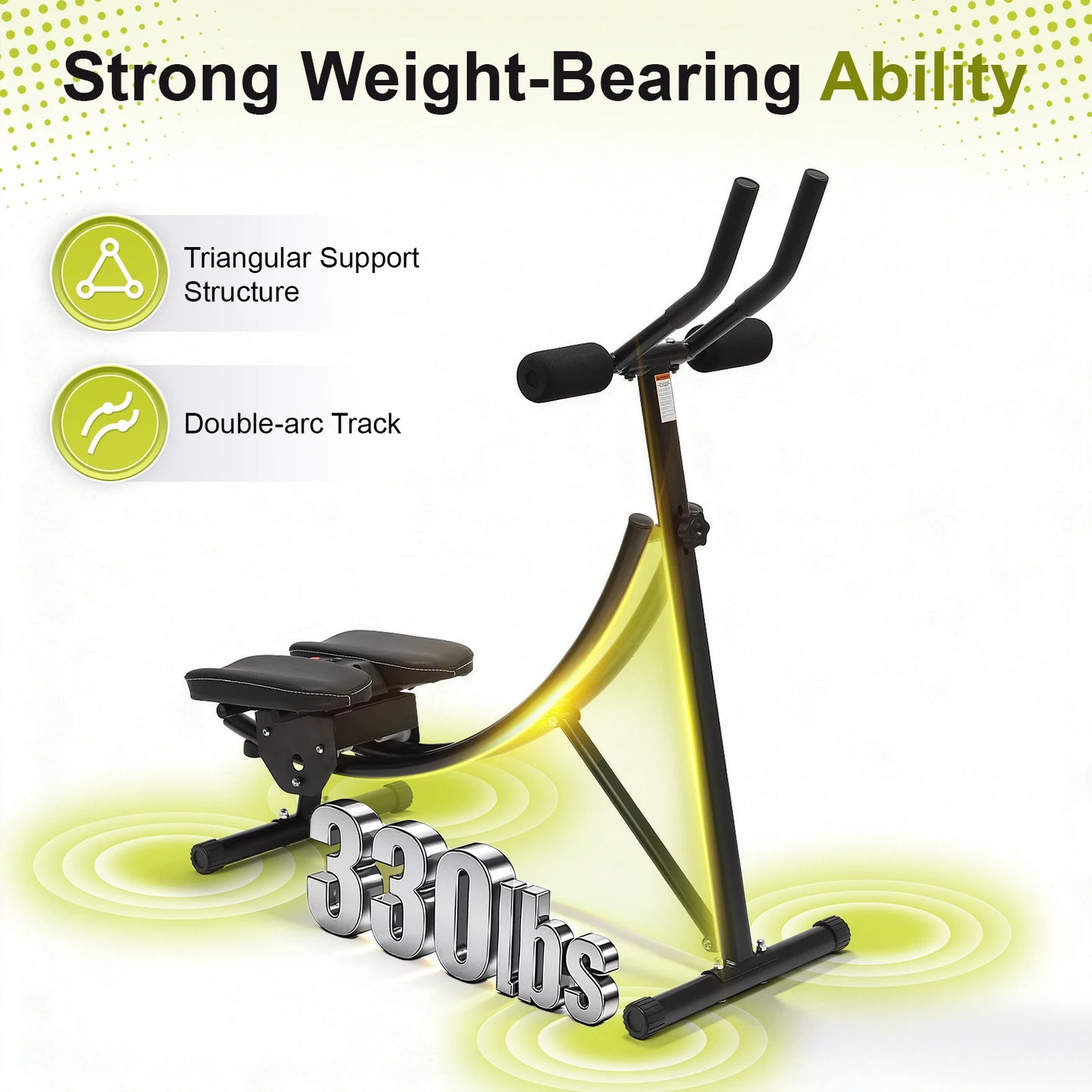 330lbs Capacity Ab Machine 3-Level Adjustable, Dual-Arc Track/Core Trainer with LED Display Foldable Home Gym Equipment