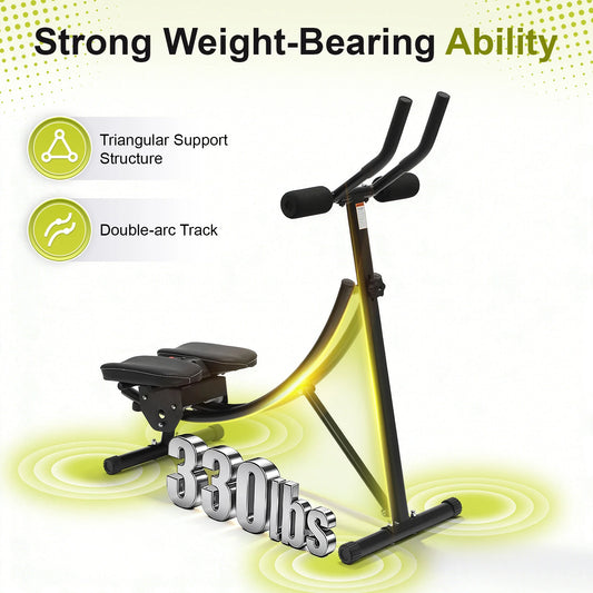 330lbs Capacity Ab Machine 3-Level Adjustable, Dual-Arc Track/Core Trainer with LED Display Foldable Home Gym Equipment