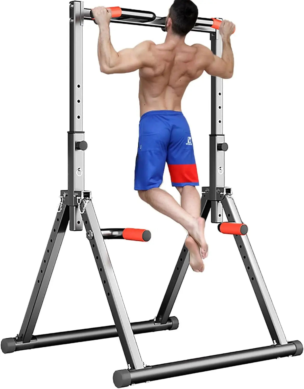 Foldable Power Tower Dip Station Pull Up Bar Station Adjustable/Multifunction Fitness Tower Station Training Equipment