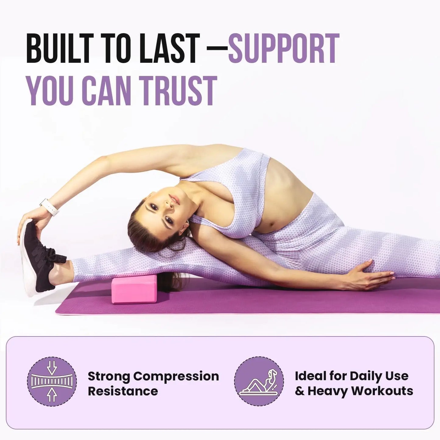 High Density EVA Foam Yoga Block Non-Slip Pilates Block/for Alignment & Balance 9x6x3 Inches Pink Foam