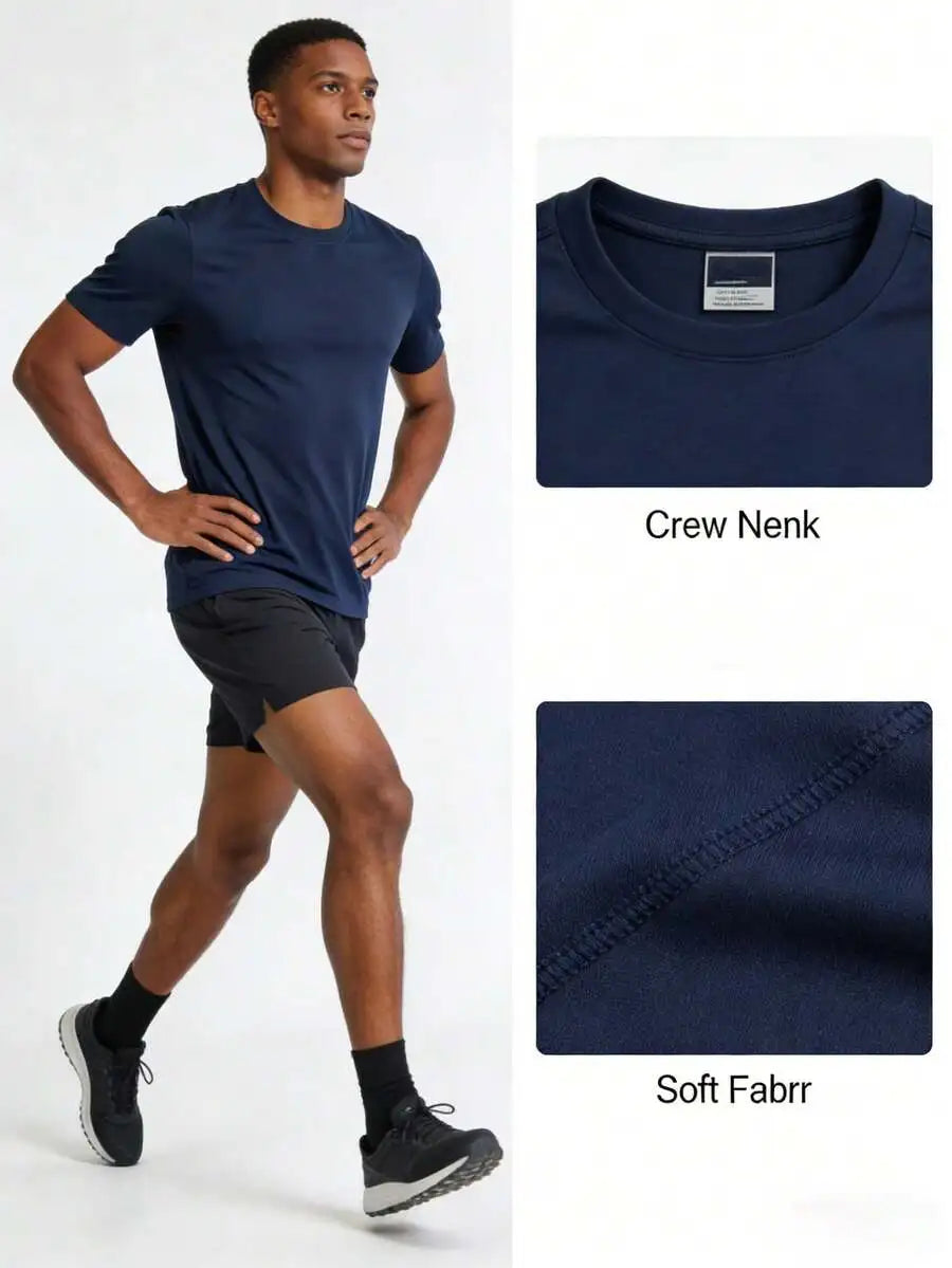 RELOUST 8PCS Workout Shirts For Men Athletic Running Gym T-Shirt/Quick-Drying Cooling Breathable Performance Top Moisture