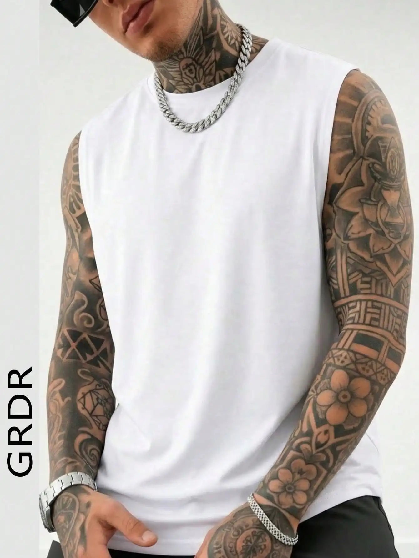 Men's White Sleeveless T-Shirt Tank Top Casual Loose Fit O-Neck/Basic Vest Summer Gym Workout Streetwear Tops