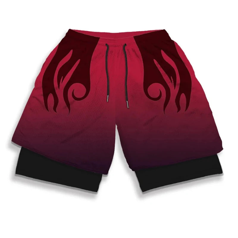 Stylish 2 in 1 Workout Running Shorts for Men Gym Athletic/Quick Dry Shorts with Liner Summer Casual Print Shorts with Pockets