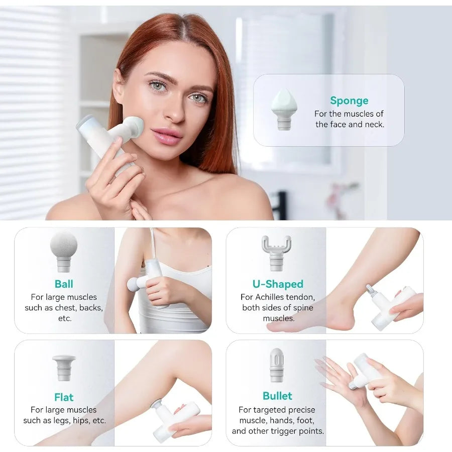 M3 Mini Massage Gun for Back Pain Relief with Facial Mode/7mm Amplitude 4 Vibration Levels Ultralight Portable and Rechargeable