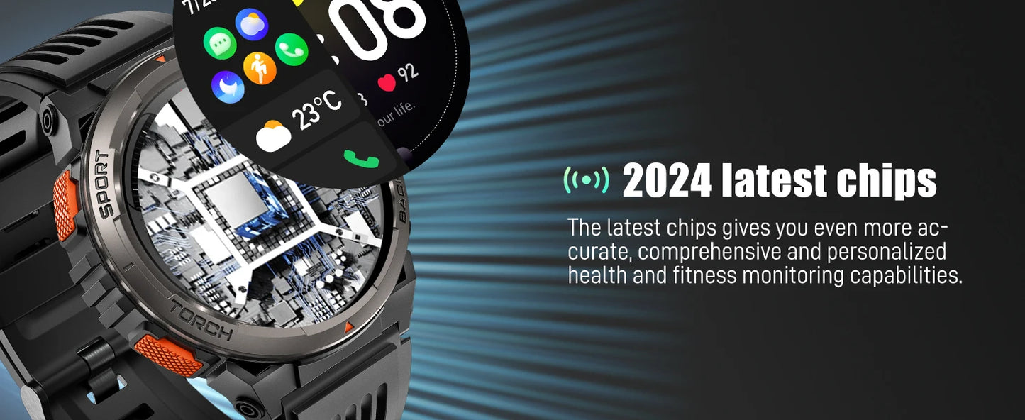 EIGIIS 1.45 Inch Smart Watch KE5 3ATM Waterproof Original Design/Sports Watch With Compass And Altitude Barometer LED Flashlight