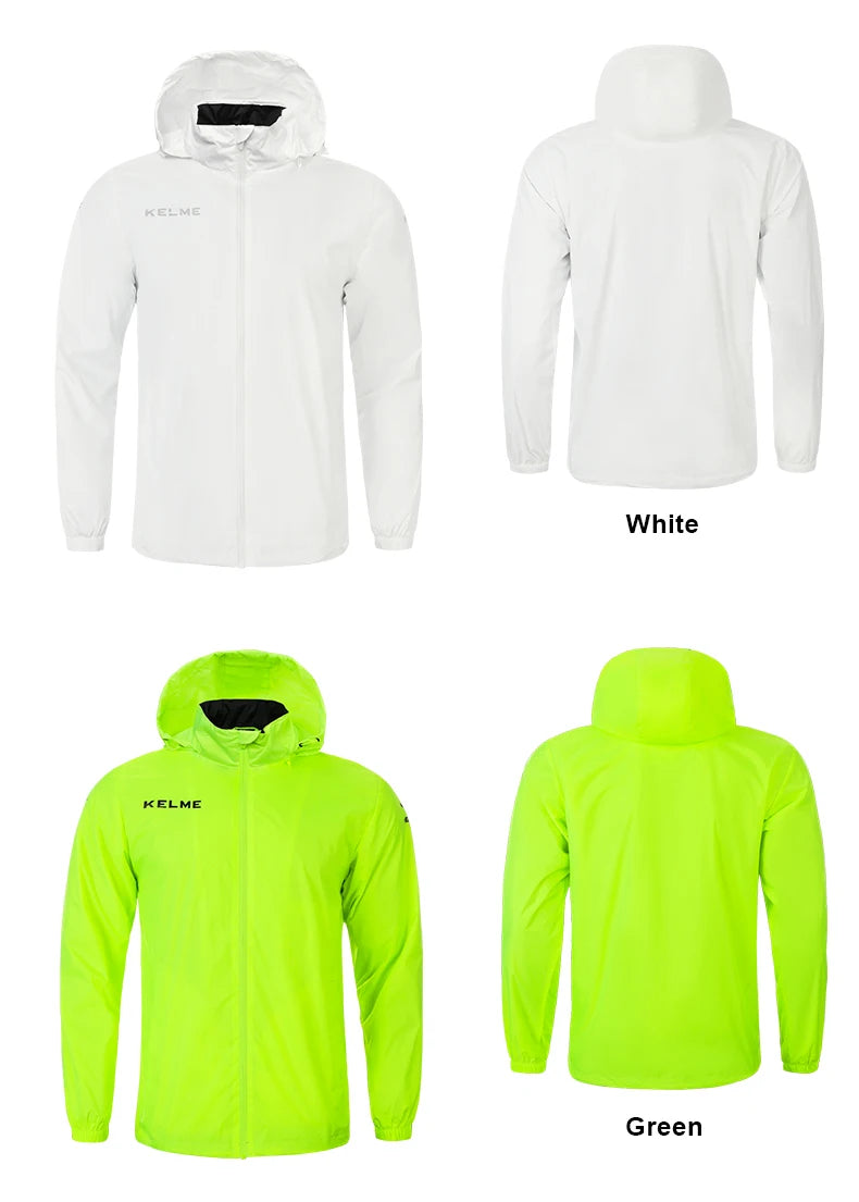KELME Men's Windbreaker Running Jacket Hooded Windproof Coat/Training Waterproof Jacket Quick Dry