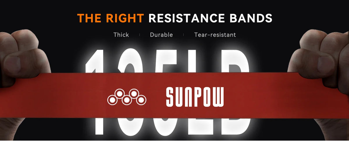 SUNPOW Pull Up Assistance Bands Set of 5 Heavy Duty/Resistance Bands for Men & Women, Natural Latex Exercise Bands