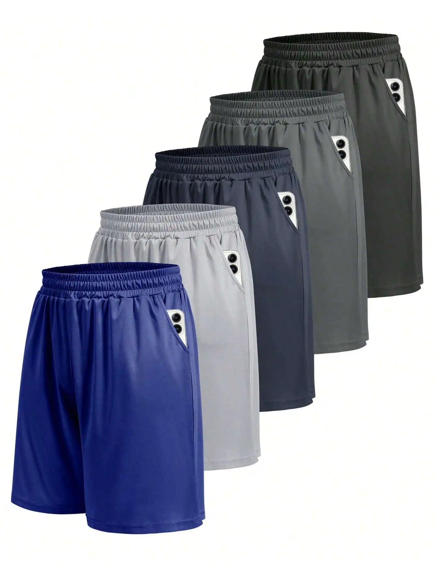 5 Pack Men's Athletic Shorts With Deep Pockets/Quick Dry Gym Running Basketball Casual