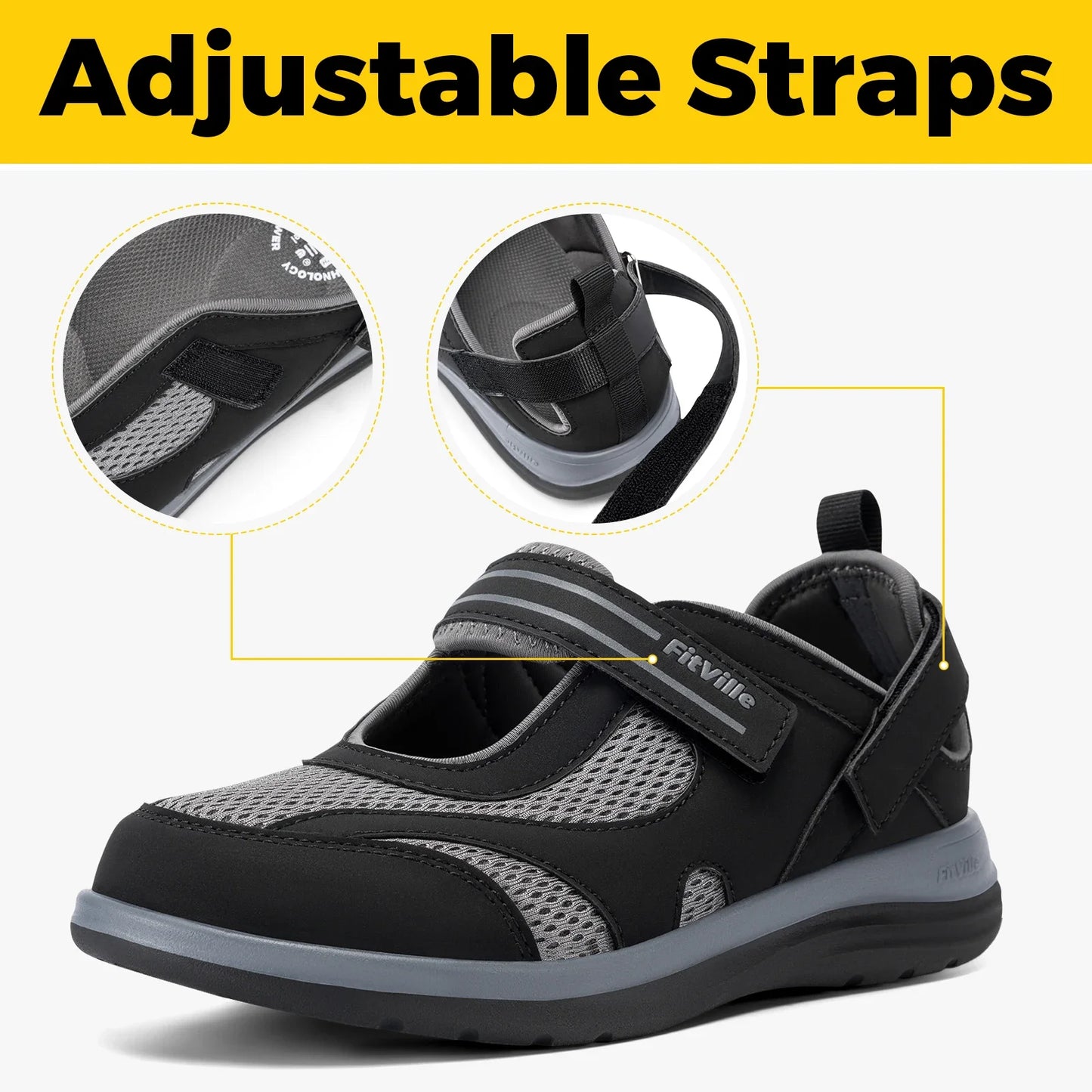Women's Sandals Mary Jane Casual Shoes Widened Toe For Swollen Feet/Lightweight Breathable Outdoor Elderly Shoe Sandals