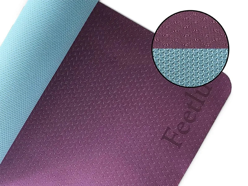 Yoga Mat with Strap 10mm & 12mm Thick Yoga Mat Non-Skid Dual Surface/Workout Mat Eco-Friendly POE Yoga Mats