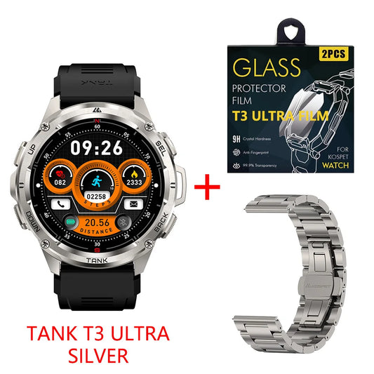 KOSPET TANK T3 Ultra GPS Smart Watch For Men Altimeter Compass/Barometric 470mAh 60 Days Battery Bluetooth Call IP69K Waterproof