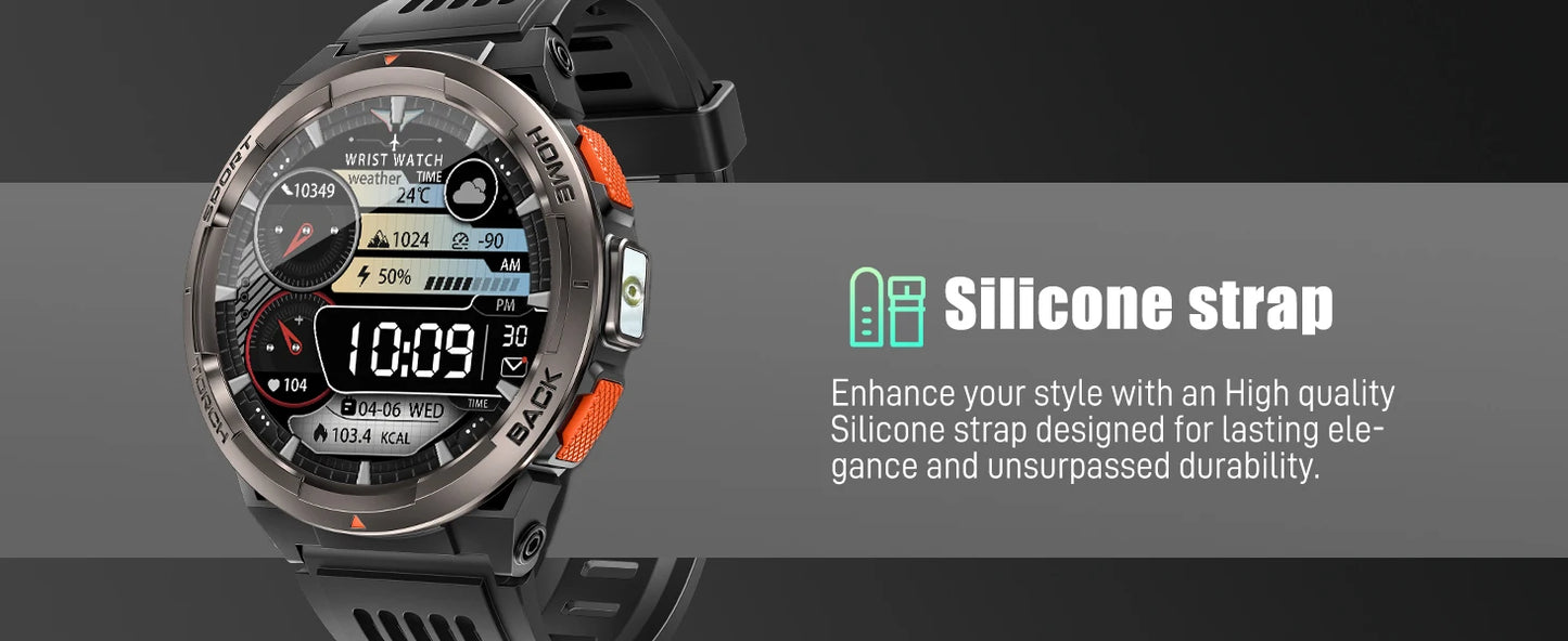 EIGIIS 1.45 Inch Smart Watch KE5 3ATM Waterproof Original Design/Sports Watch With Compass And Altitude Barometer LED Flashlight