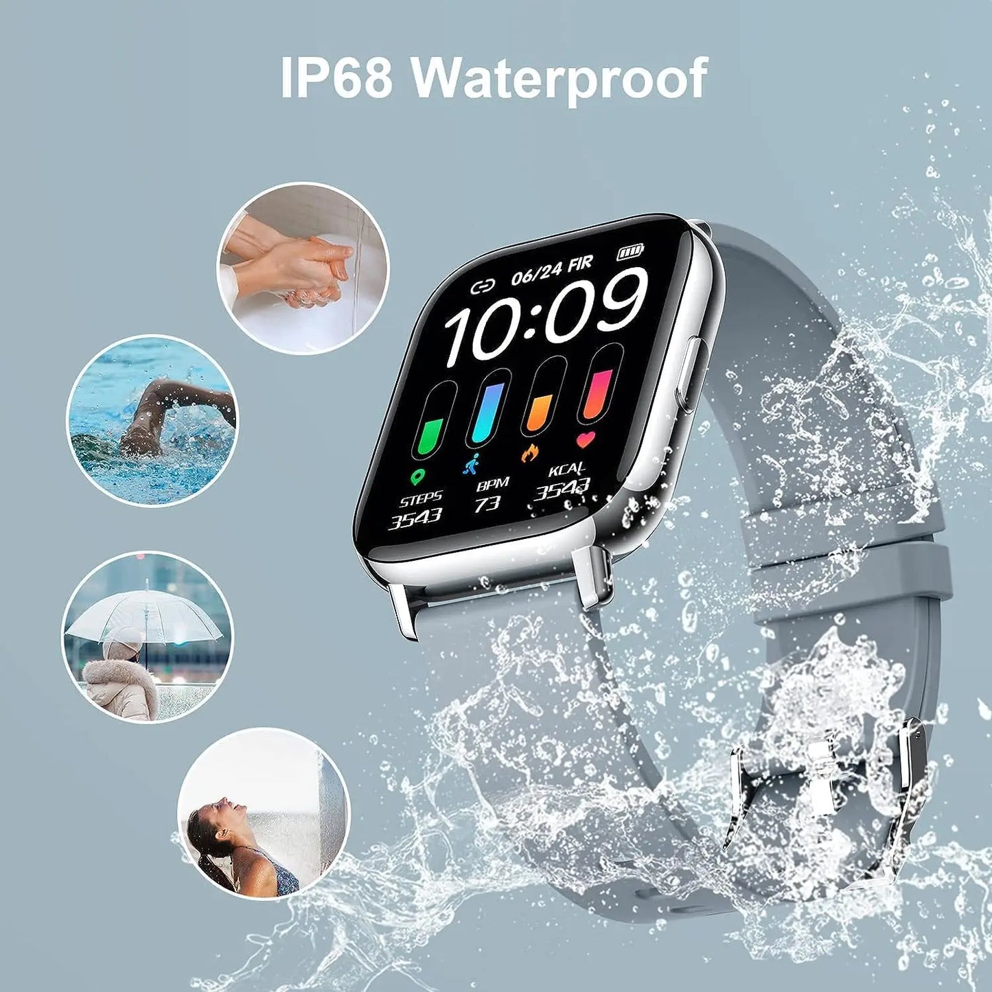 Nerunsa Smart Watch Fitness Tracker 1.69" Touch Screen Smartwatch/Fitness Watch Heart Rate Monitor/Pedometer/Sleep Monitor.
