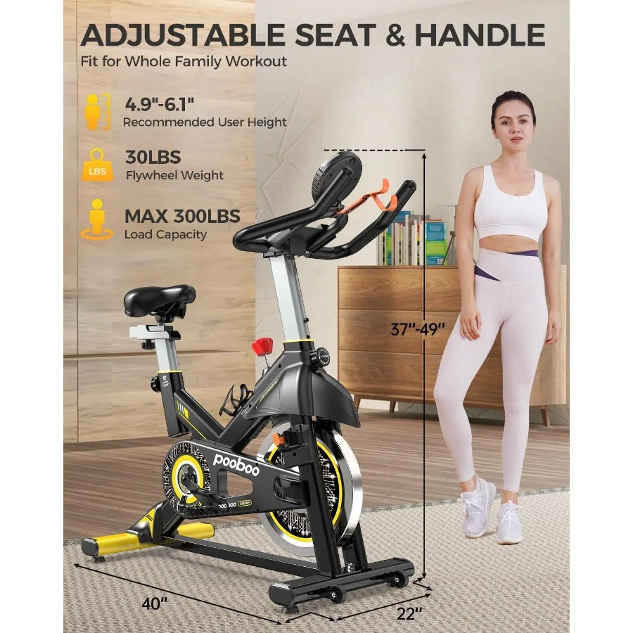Exercise Bike Adjustable Magnetic Brake Pad Resistance Silent Belt Drive Indoor Cycling Bike for Home Cardio Fitness Stationary